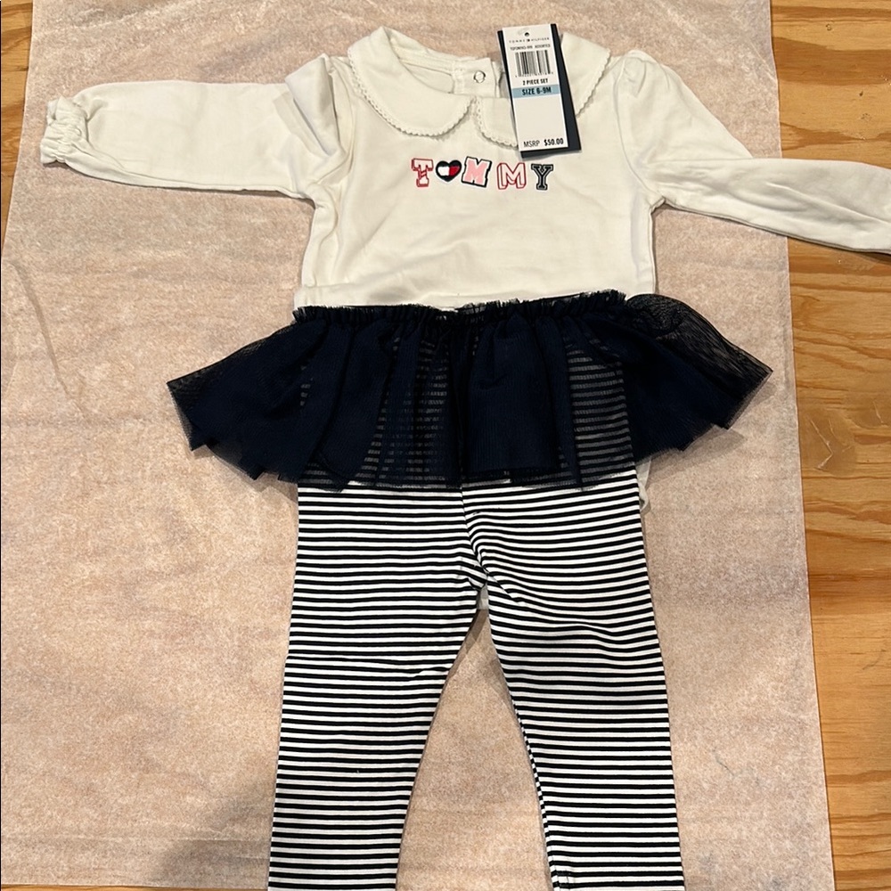 Tommy Hilfiger White and Navy Kids Matching Set